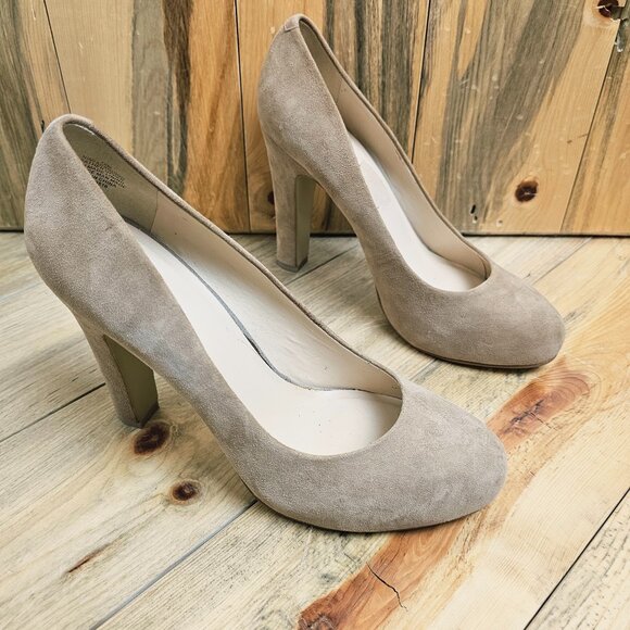 Nine West Tan Suede Scardino Heels | Size 10 - Picture 1 of 7